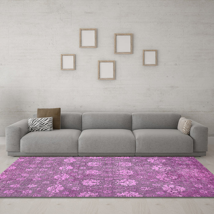 Machine Washable Abstract Pink Modern Rug in a Living Room, wshabs517pnk