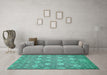 Machine Washable Abstract Turquoise Modern Area Rugs in a Living Room,, wshabs517turq