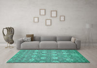 Machine Washable Abstract Turquoise Modern Rug, wshabs517turq