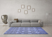 Machine Washable Abstract Blue Modern Rug, wshabs517blu