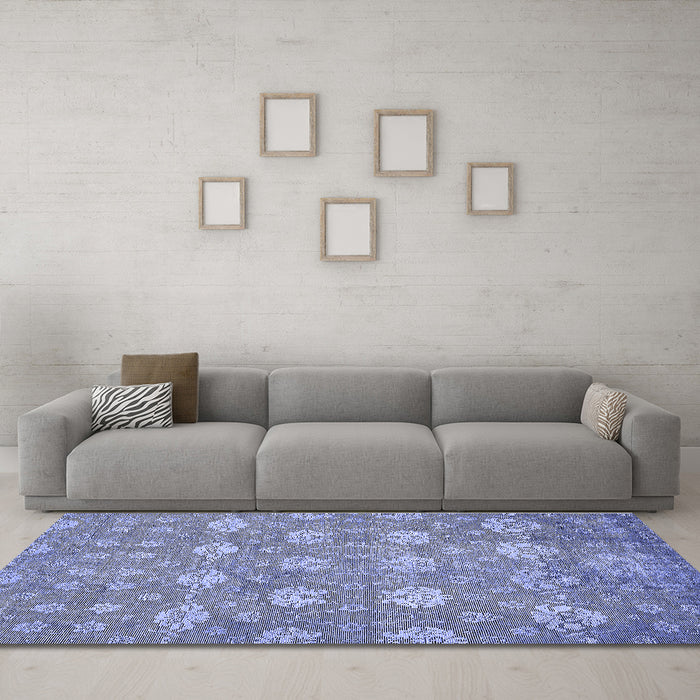 Machine Washable Abstract Blue Modern Rug in a Living Room, wshabs517blu