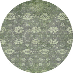 Round Abstract Army Green Modern Rug, abs517