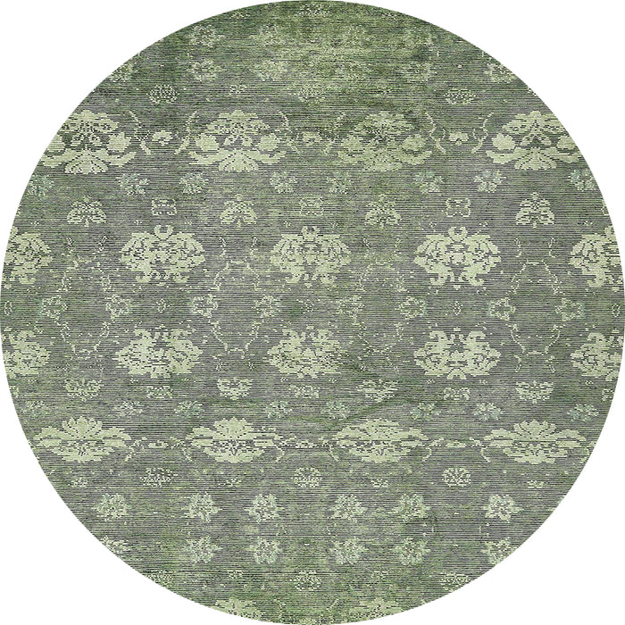 Round Abstract Army Green Modern Rug, abs517