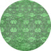 Round Abstract Emerald Green Modern Rug, abs517emgrn