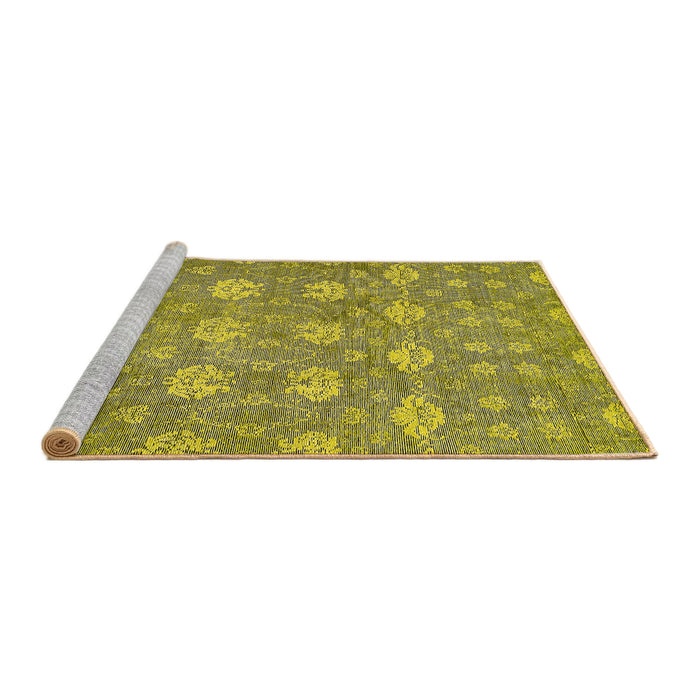 Sideview of Machine Washable Abstract Yellow Modern Rug, wshabs517yw