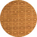 Round Machine Washable Abstract Orange Modern Area Rugs, wshabs5180org