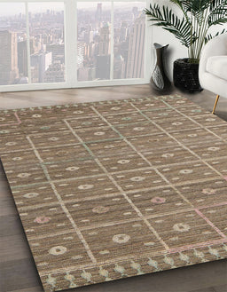 Abstract Camel Brown Modern Rug in Family Room, abs5180