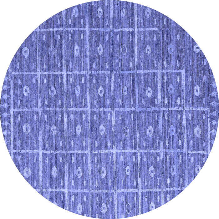 Round Abstract Blue Modern Rug, abs5180blu