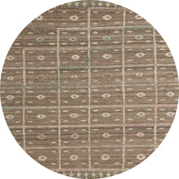 Round Abstract Camel Brown Modern Rug, abs5180