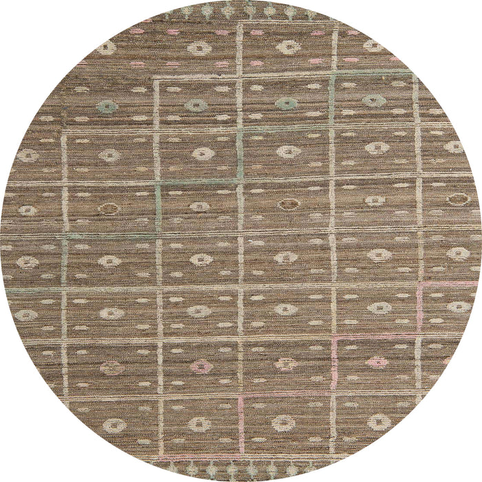 Round Machine Washable Abstract Camel Brown Rug, wshabs5180