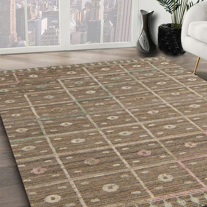 Abstract Camel Brown Modern Rug in Family Room, abs5180