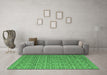 Machine Washable Abstract Emerald Green Modern Area Rugs in a Living Room,, wshabs5180emgrn