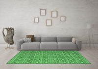 Machine Washable Abstract Emerald Green Modern Rug, wshabs5180emgrn