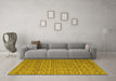 Machine Washable Abstract Yellow Modern Rug in a Living Room, wshabs5180yw