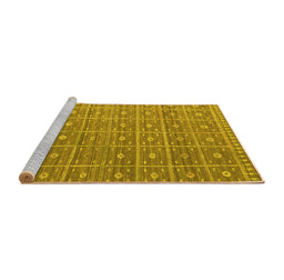 Sideview of Machine Washable Abstract Yellow Modern Rug, wshabs5180yw