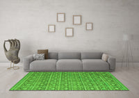 Machine Washable Abstract Green Modern Rug, wshabs5180grn