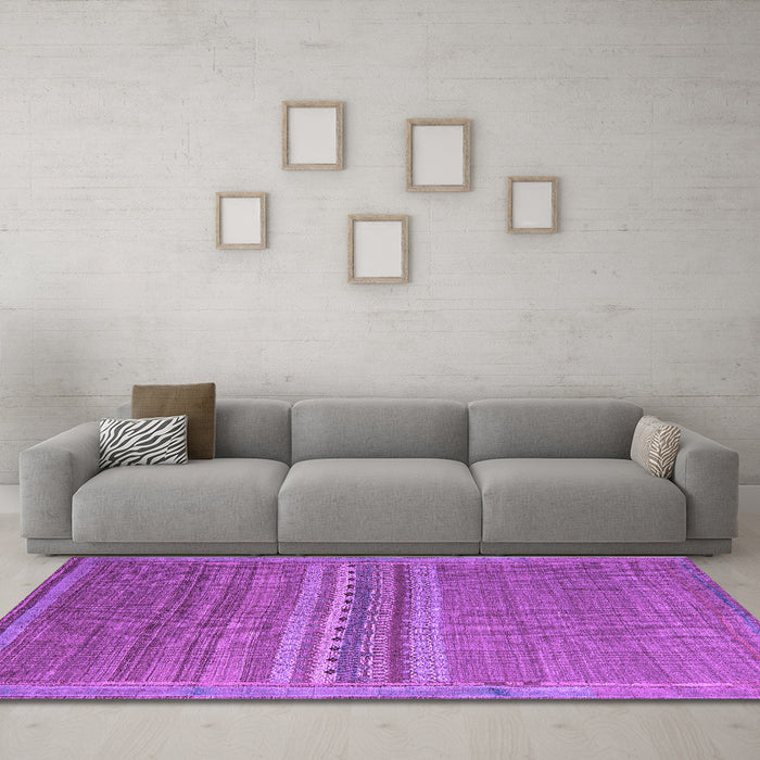 Machine Washable Abstract Purple Modern Area Rugs in a Living Room, wshabs5181pur