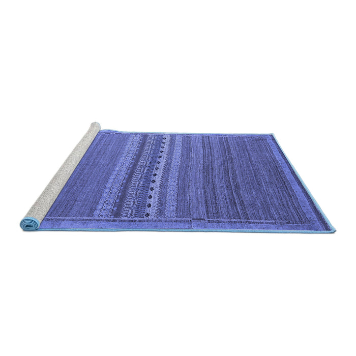 Sideview of Machine Washable Abstract Blue Modern Rug, wshabs5181blu