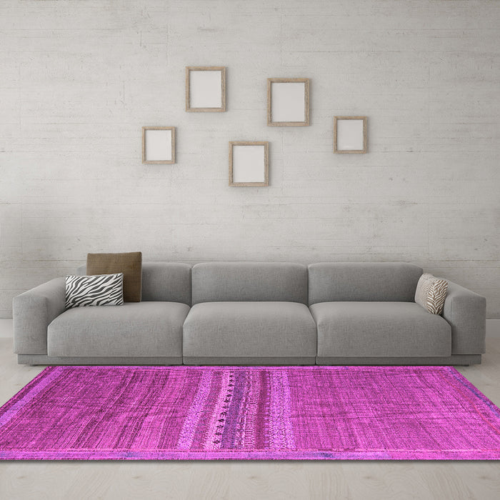 Machine Washable Abstract Pink Modern Rug in a Living Room, wshabs5181pnk