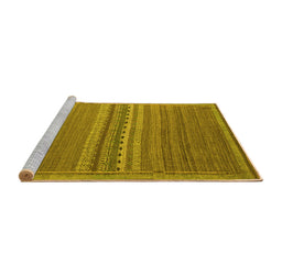 Sideview of Machine Washable Abstract Yellow Modern Rug, wshabs5181yw