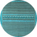 Round Machine Washable Abstract Light Blue Modern Rug, wshabs5181lblu