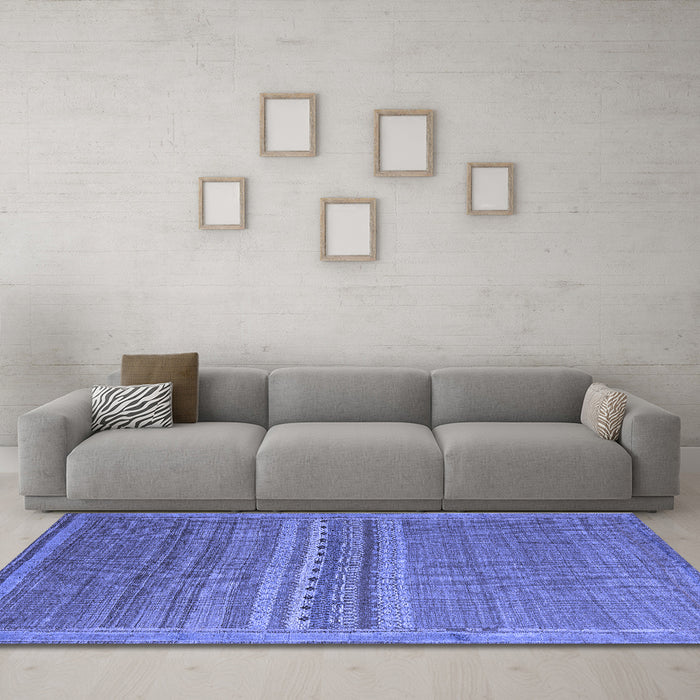 Machine Washable Abstract Blue Modern Rug in a Living Room, wshabs5181blu