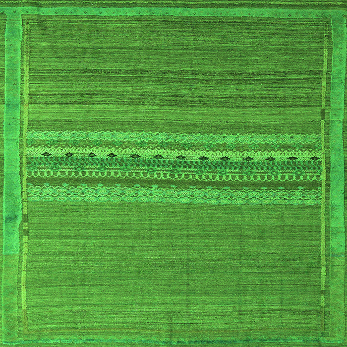 Square Machine Washable Abstract Green Modern Area Rugs, wshabs5181grn