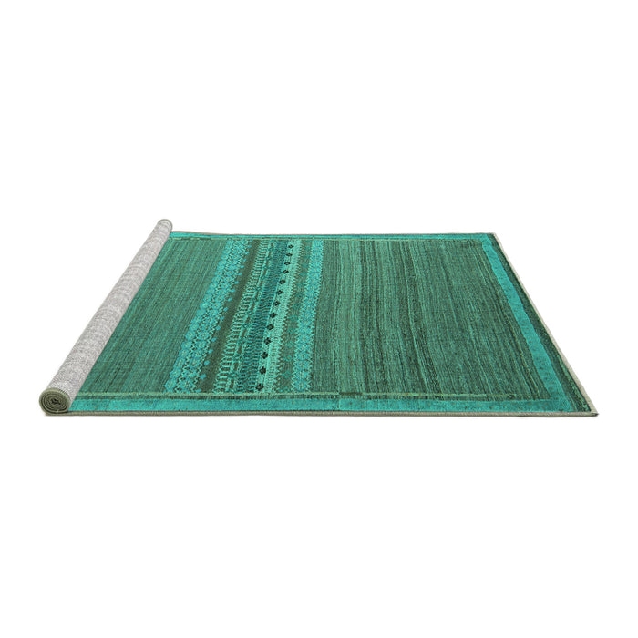 Sideview of Machine Washable Abstract Turquoise Modern Area Rugs, wshabs5181turq