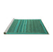 Sideview of Machine Washable Abstract Turquoise Modern Area Rugs, wshabs5181turq