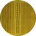 Round Abstract Yellow Modern Rug, abs5181yw