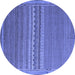 Round Abstract Blue Modern Rug, abs5181blu