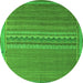 Round Machine Washable Abstract Green Modern Area Rugs, wshabs5181grn