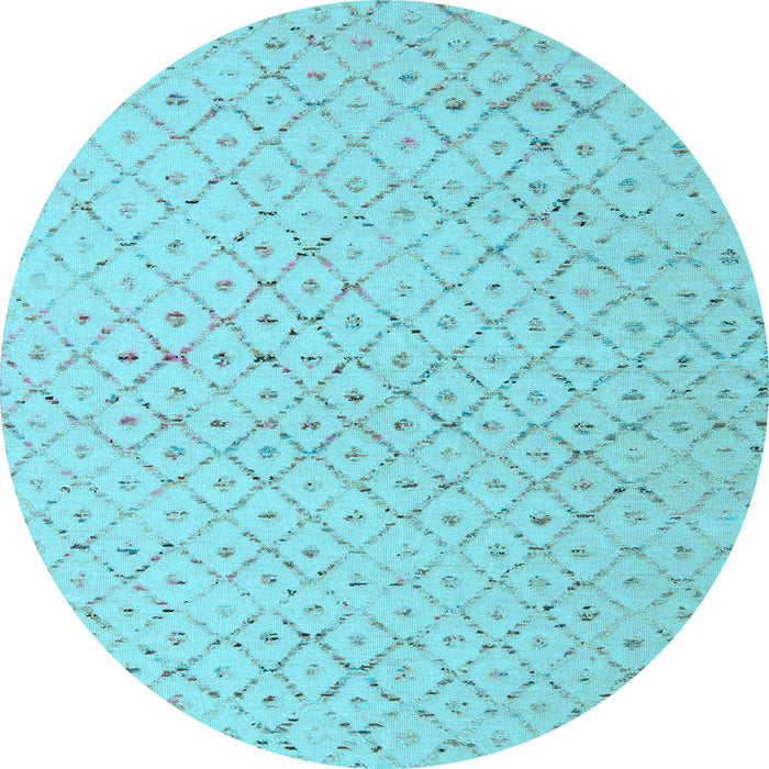 Round Machine Washable Solid Light Blue Modern Rug, wshabs5182lblu