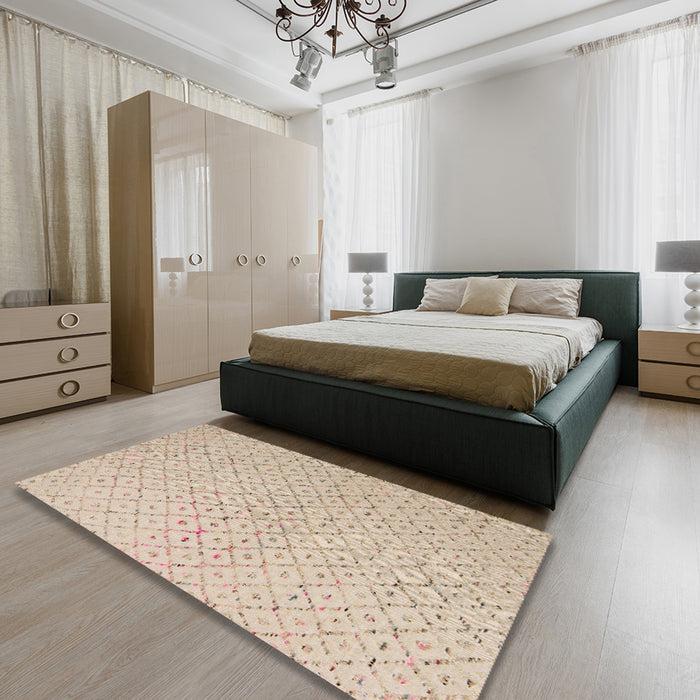 Abstract Brown Solid Rug in a Bedroom, abs5182