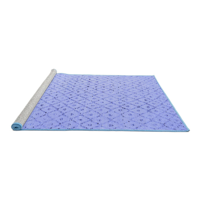 Sideview of Machine Washable Solid Blue Modern Rug, wshabs5182blu