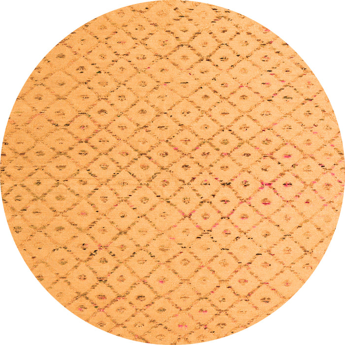 Round Machine Washable Solid Orange Modern Area Rugs, wshabs5182org