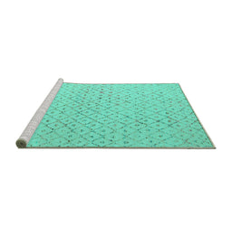 Sideview of Machine Washable Solid Turquoise Modern Area Rugs, wshabs5182turq