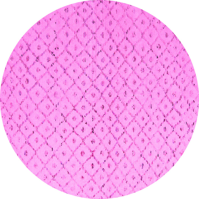 Round Machine Washable Solid Pink Modern Rug, wshabs5182pnk