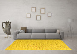 Machine Washable Solid Yellow Modern Rug in a Living Room, wshabs5182yw