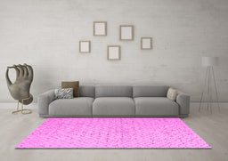 Machine Washable Solid Pink Modern Rug in a Living Room, wshabs5182pnk