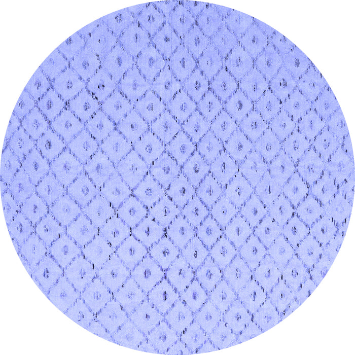 Round Machine Washable Solid Blue Modern Rug, wshabs5182blu