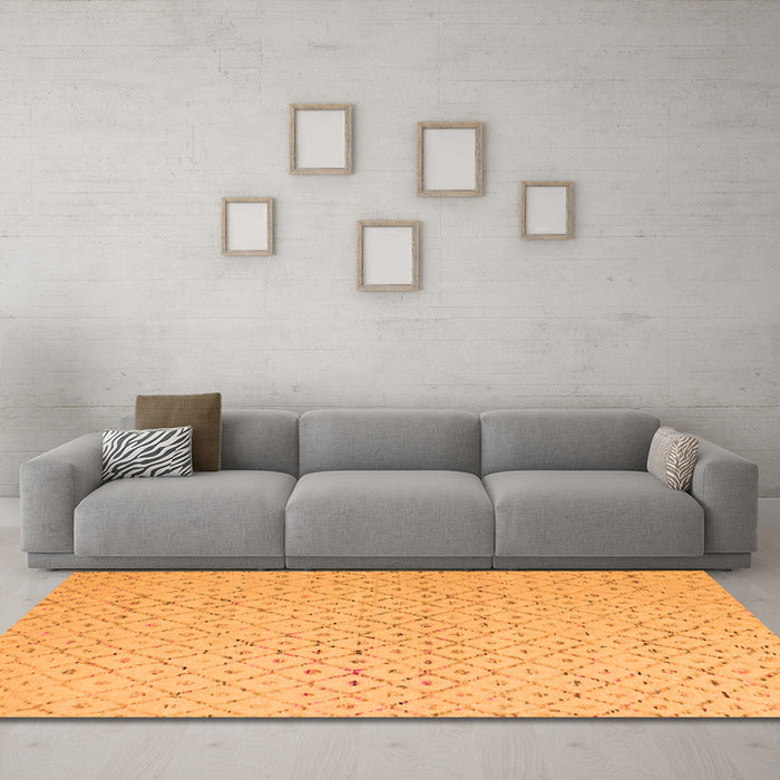 Machine Washable Solid Orange Modern Area Rugs in a Living Room, wshabs5182org