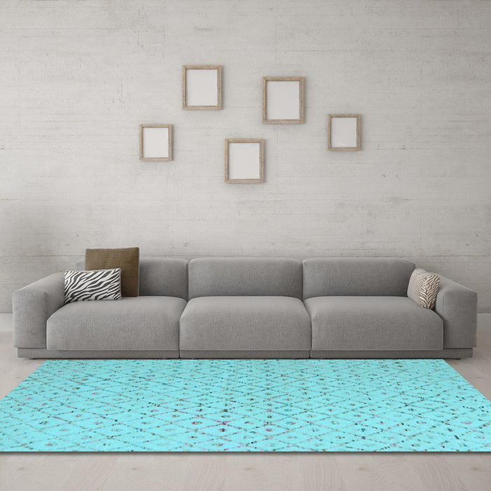 Machine Washable Solid Light Blue Modern Rug in a Living Room, wshabs5182lblu