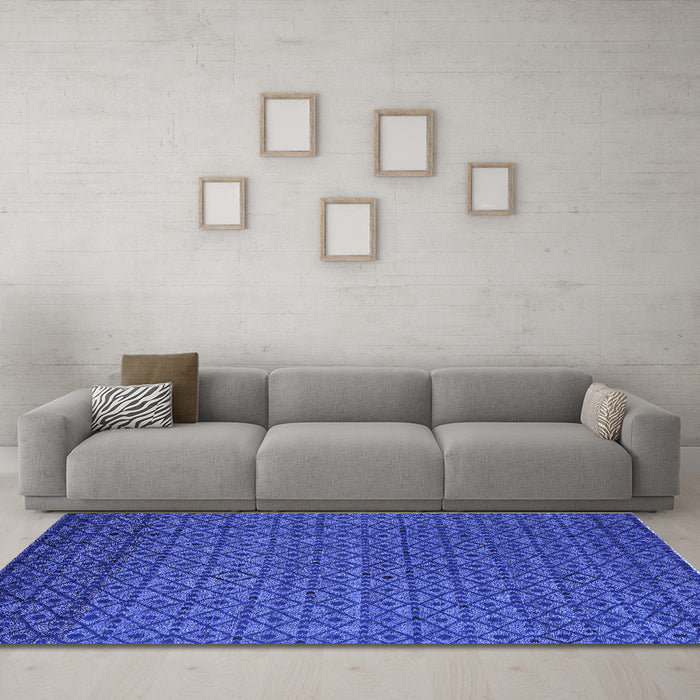 Machine Washable Abstract Blue Modern Rug in a Living Room, wshabs5183blu