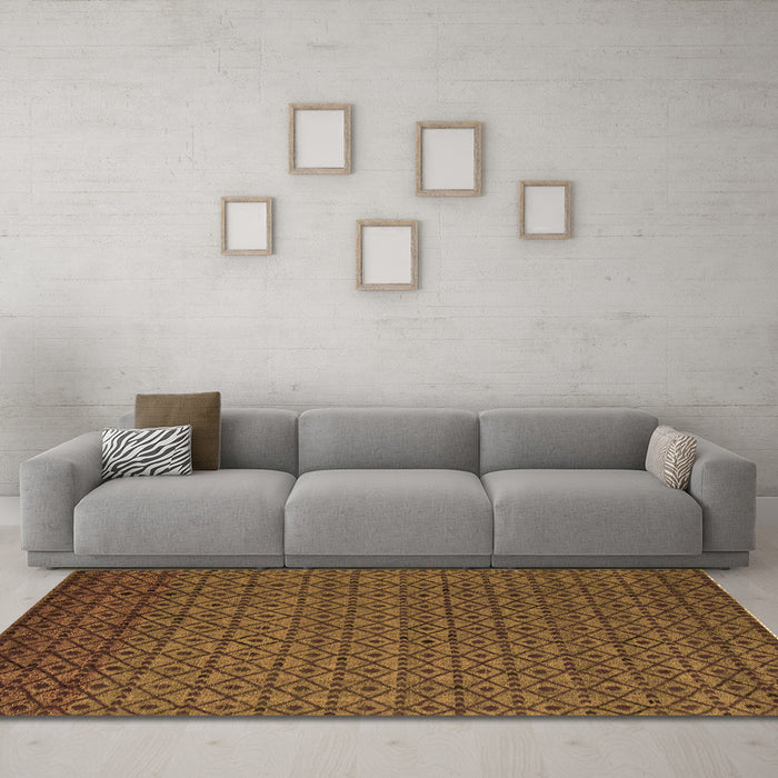 Machine Washable Abstract Orange Modern Area Rugs in a Living Room, wshabs5183org