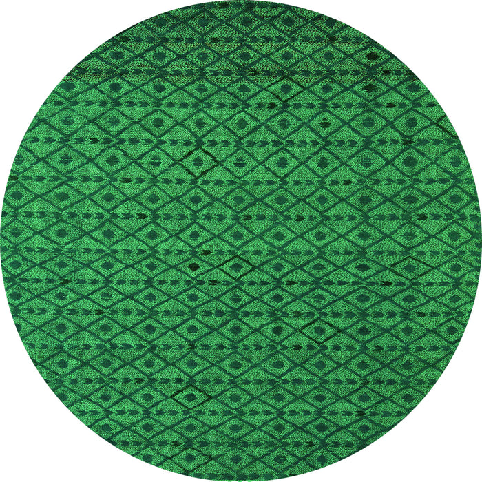 Round Machine Washable Abstract Green Modern Area Rugs, wshabs5183grn