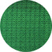 Round Machine Washable Abstract Green Modern Area Rugs, wshabs5183grn