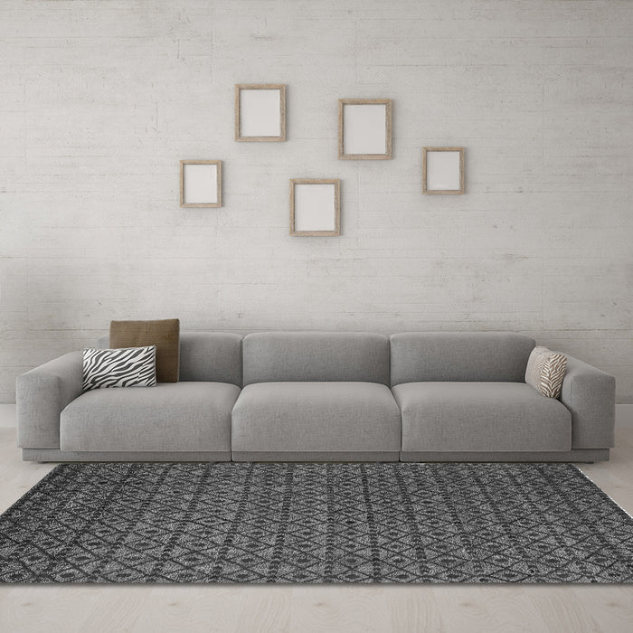 Machine Washable Abstract Gray Modern Rug in a Living Room,, wshabs5183gry