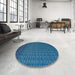 Round Abstract Blue Ivy Blue Modern Rug in a Office, abs5183