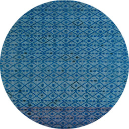 Round Machine Washable Abstract Blue Ivy Blue Rug, wshabs5183